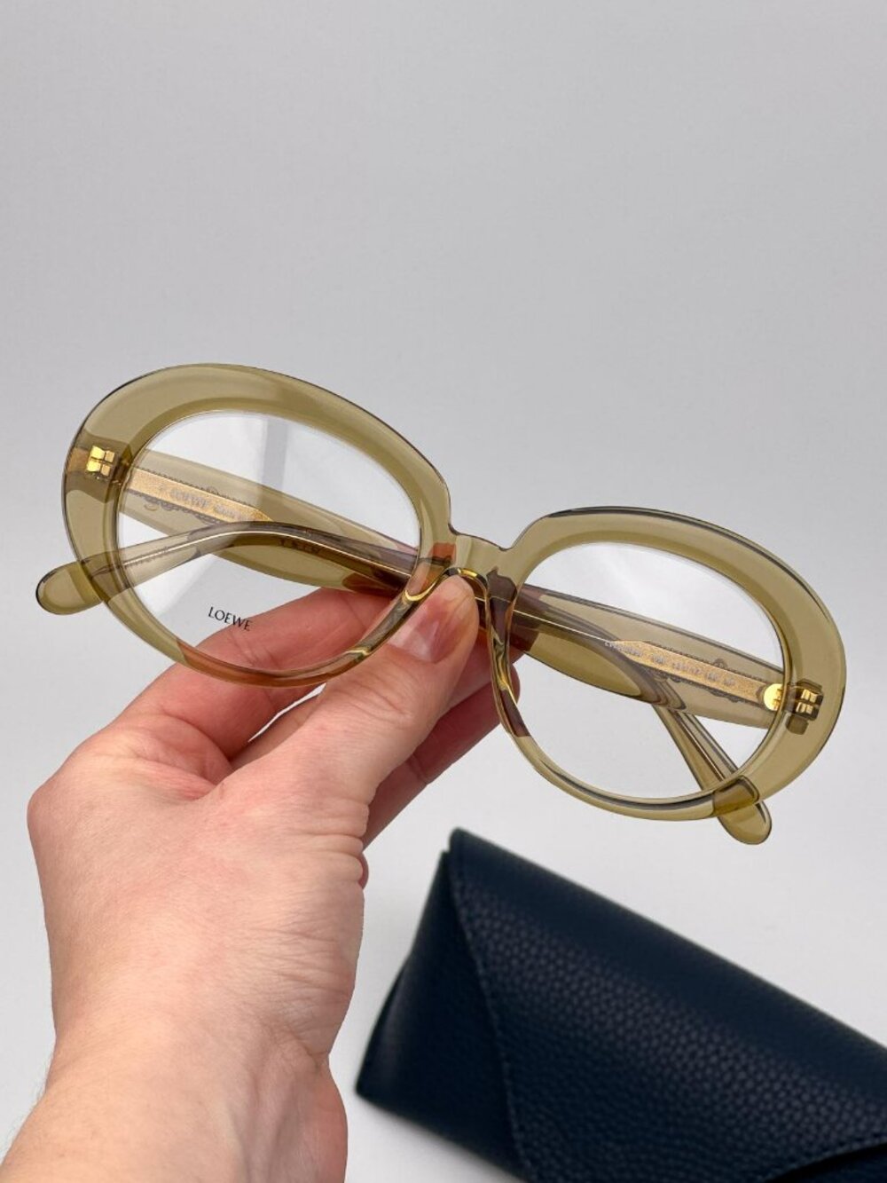 Loewe Women’s Eyeglasses – Dark Green Oval (LW50089I 096) – New & Authentic